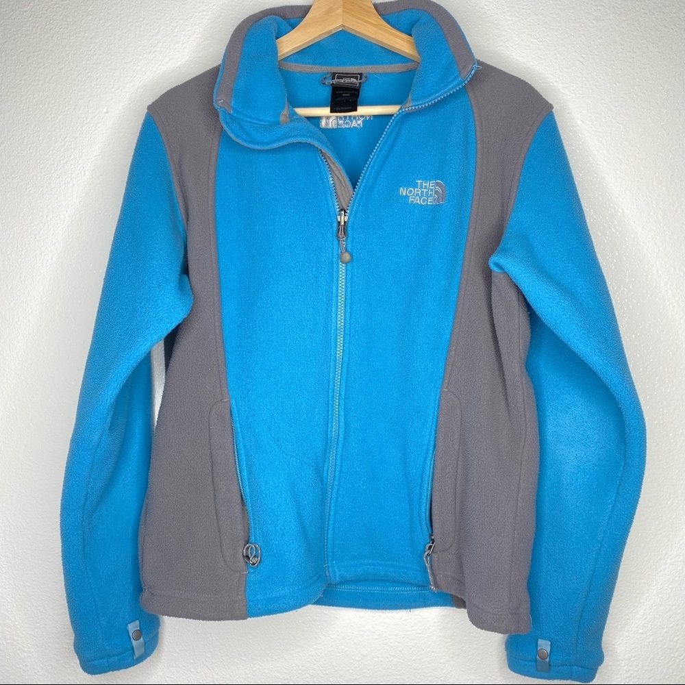 The North Face Blue Gray Fleece Zip Up Jacket Womens Medium AB02